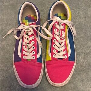 Vans bright color block lace up low tops classics
